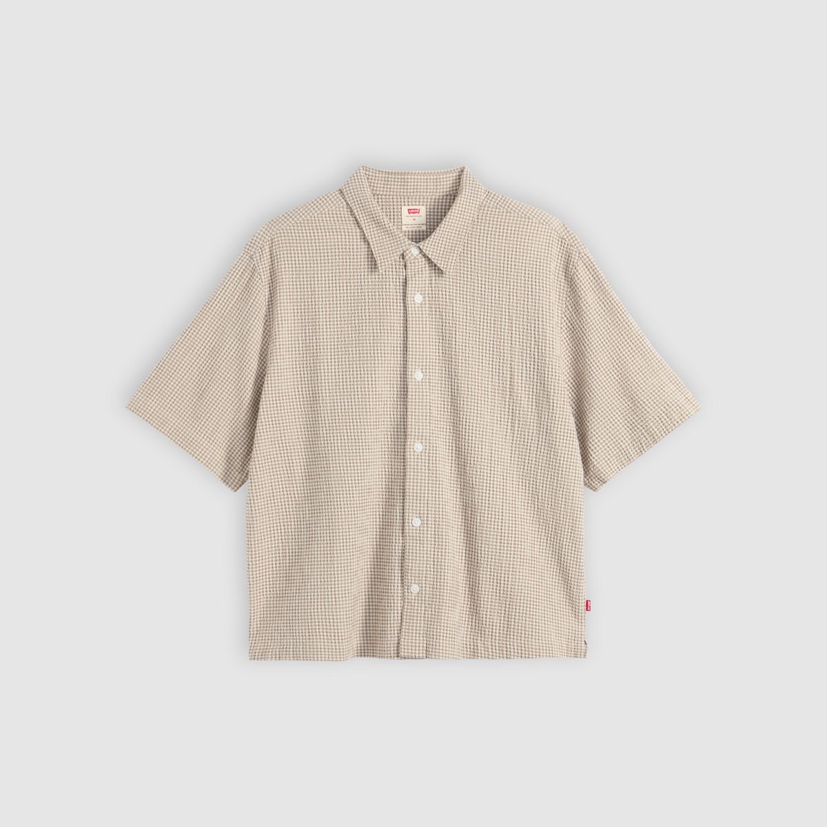 Short-Sleeve Lama Boxy Shirt — Cadiz Plaid Silver Birch - Brown