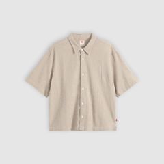 Short-Sleeve Lama Boxy Shirt — Cadiz Plaid Silver Birch - Brown 5