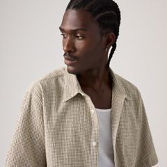Short-Sleeve Lama Boxy Shirt — Cadiz Plaid Silver Birch - Brown 2