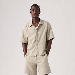 Short-Sleeve Lama Boxy Shirt — Cadiz Plaid Silver Birch - Brown 3