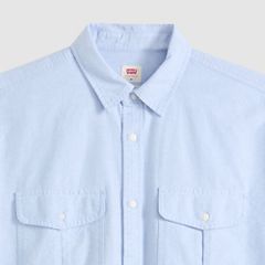 Short-Sleeve Pacifica Loose Oxford Shirt — Allure - Blue 6