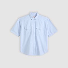 Short-Sleeve Pacifica Loose Oxford Shirt — Allure - Blue 5