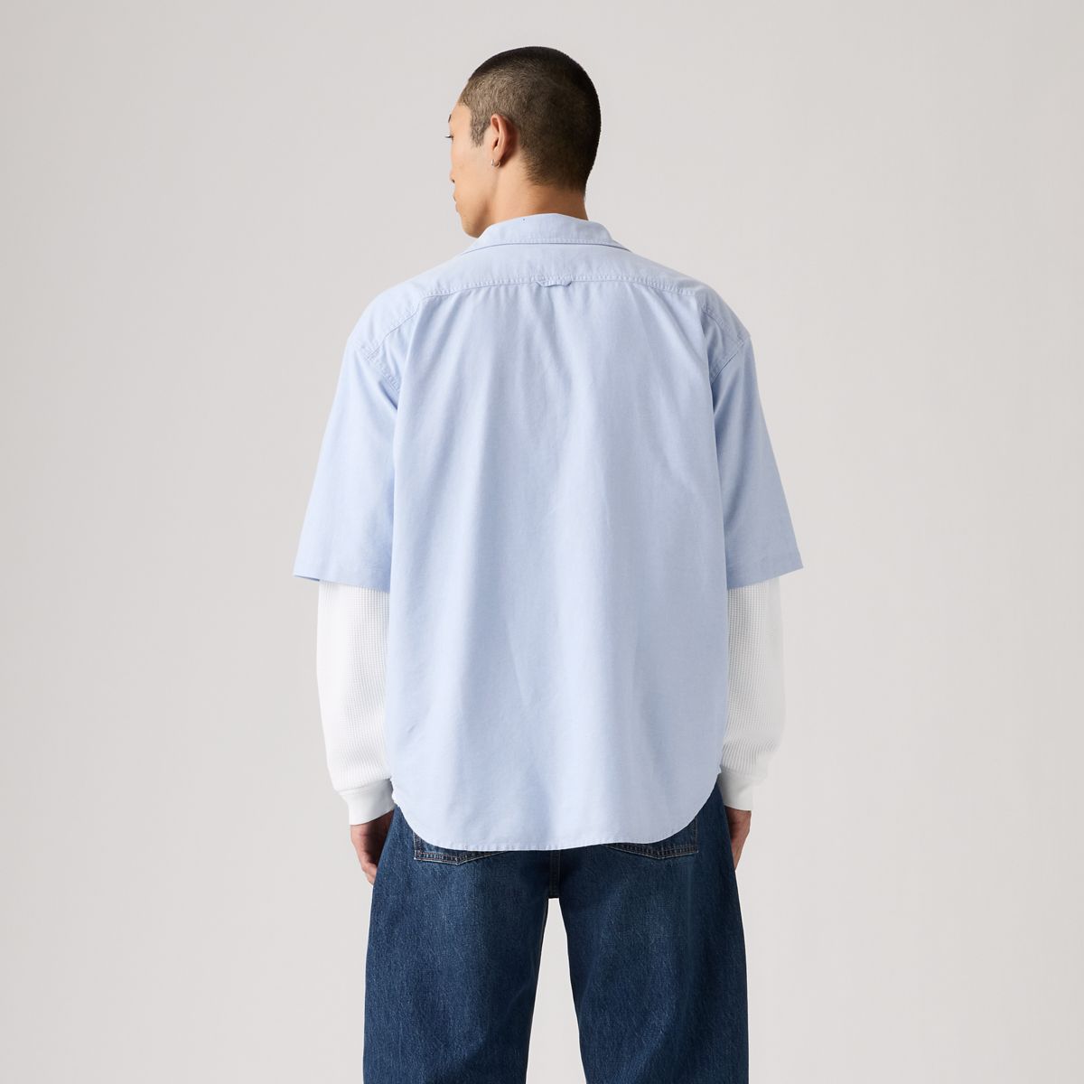 Short-Sleeve Pacifica Loose Oxford Shirt — Allure - Blue