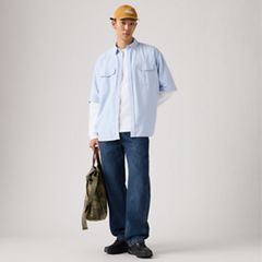 Short-Sleeve Pacifica Loose Oxford Shirt — Allure - Blue 2