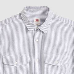 Short-Sleeve Pacifica Loose Oxford Shirt — Faro Stripe Jet Black - Grey 6