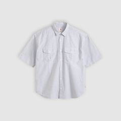 Short-Sleeve Pacifica Loose Oxford Shirt — Faro Stripe Jet Black - Grey 5