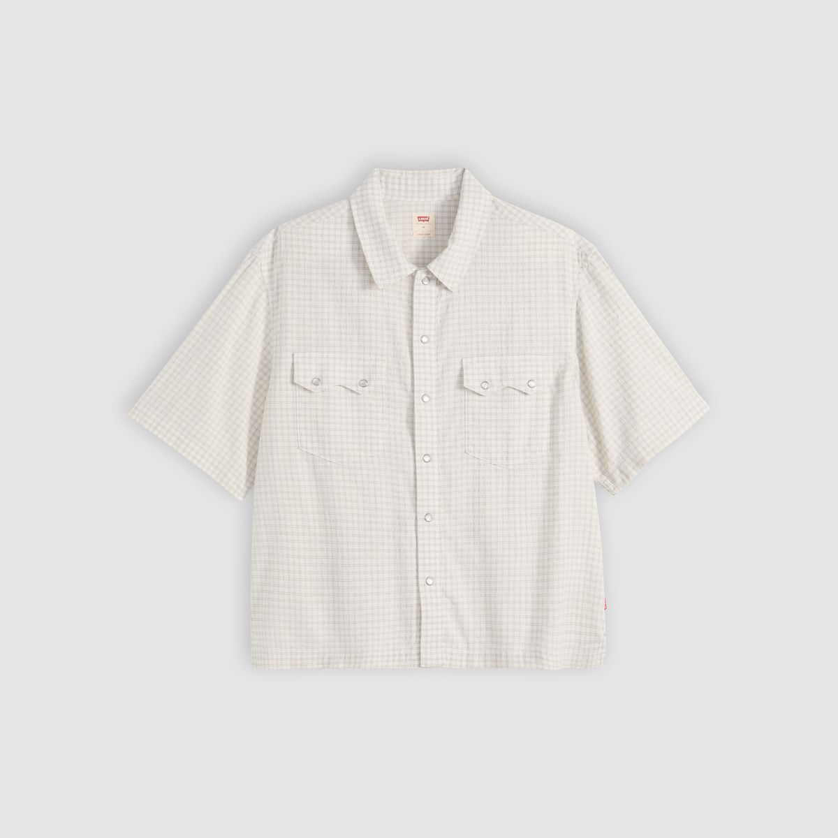 Boxy Western Short-Sleeve Shirt — Criss Cross - White