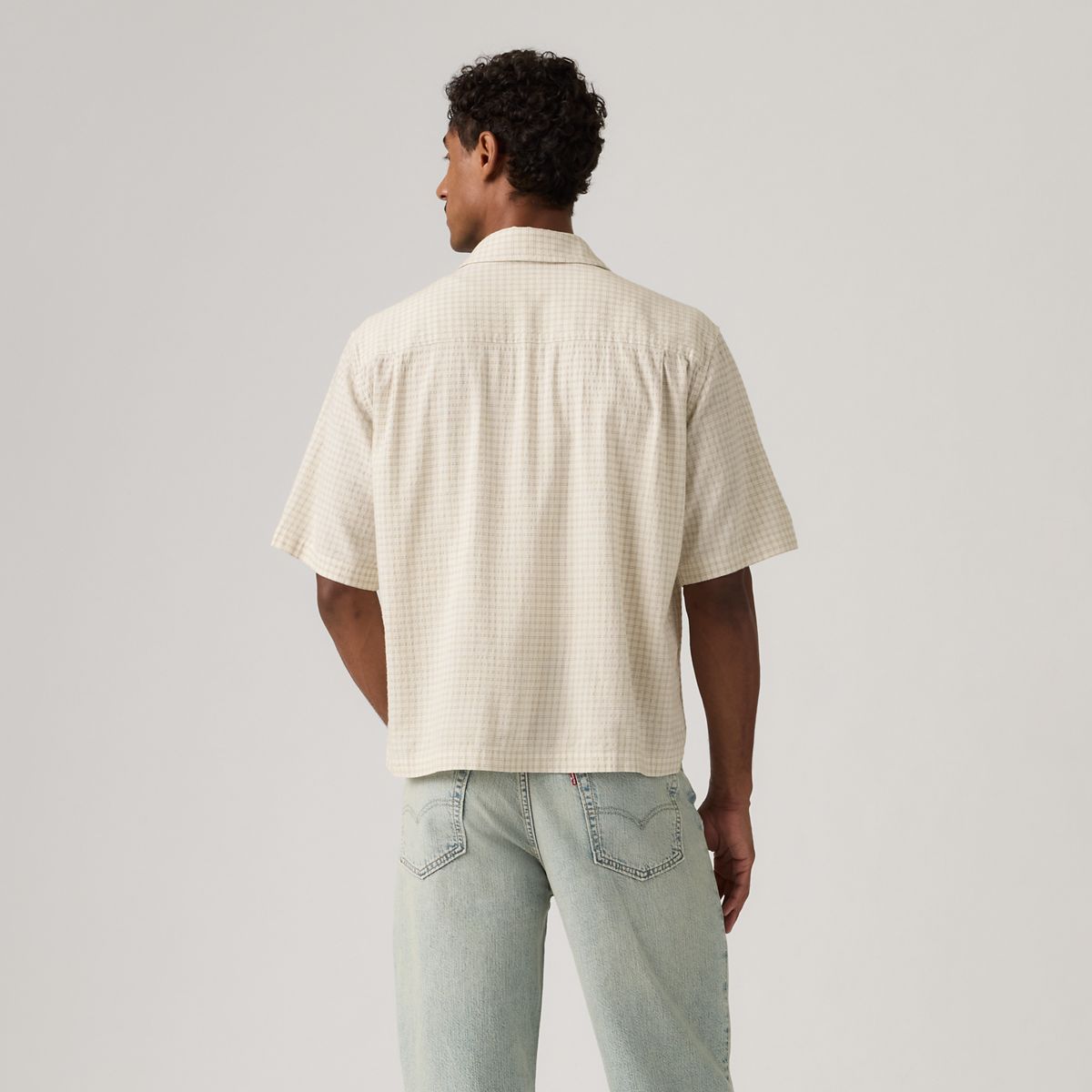 Boxy Western Short-Sleeve Shirt — Criss Cross - White