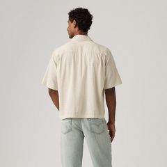 Boxy Western Short-Sleeve Shirt — Criss Cross - White 4
