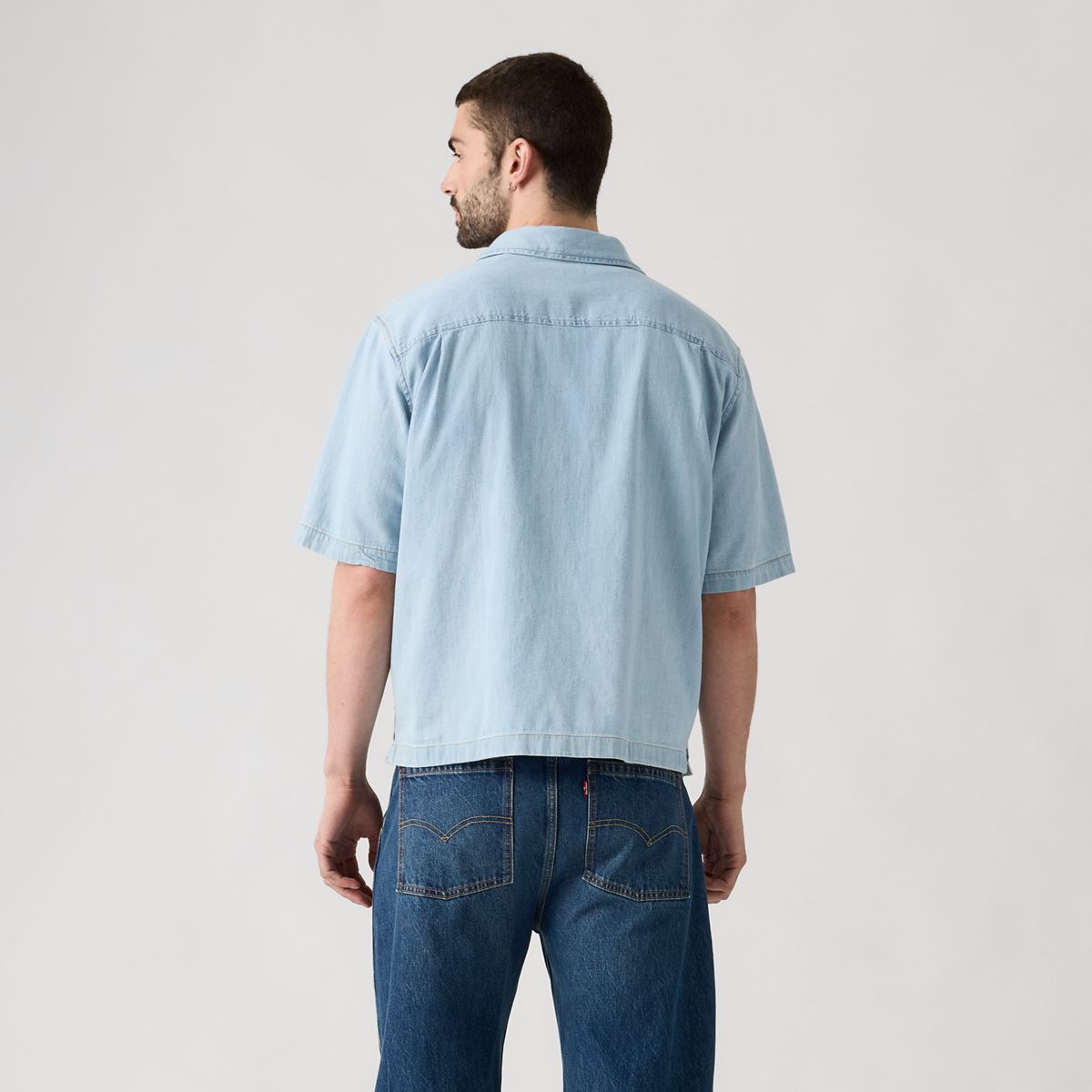 Boxy Western Short-Sleeve Shirt — In A Rush - Medium Wash