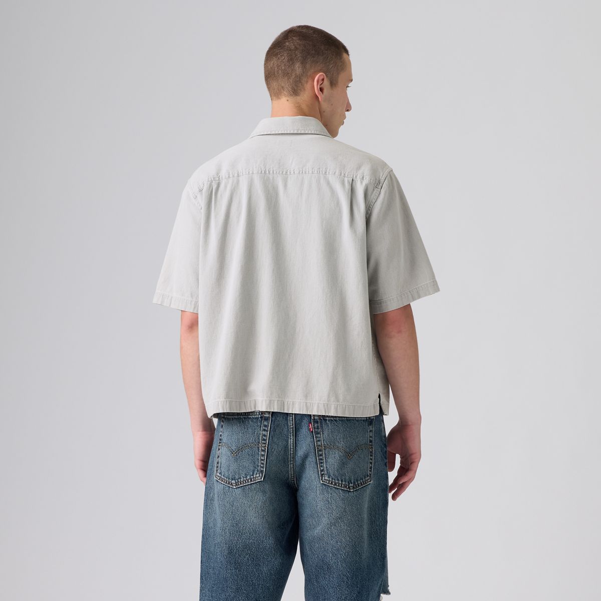 Boxy Western Short-Sleeve Shirt — Smokey Cloud - Grey