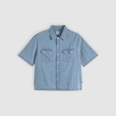 Boxy Western Short-Sleeve Shirt — Come Outside - Medium Wash 5