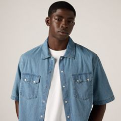 Boxy Western Short-Sleeve Shirt — Come Outside - Medium Wash 2