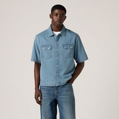 Boxy Western Short-Sleeve Shirt — Come Outside - Medium Wash 3