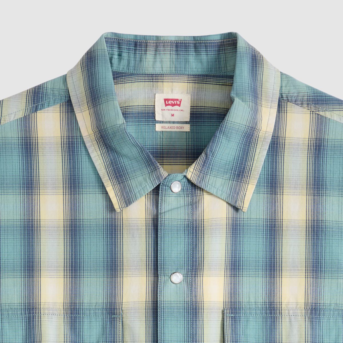 Boxy Western Short-Sleeve Shirt — Harryson Shadow Plaid Mineral Blue - Multi-Color