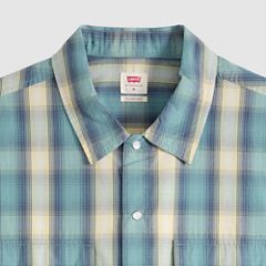 Boxy Western Short-Sleeve Shirt — Harryson Shadow Plaid Mineral Blue - Multi-Color 6