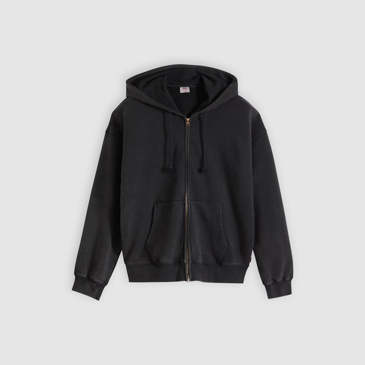 Hayes Boxy Full-Zip Sweatshirt — Post-grunge Jet Black - Black