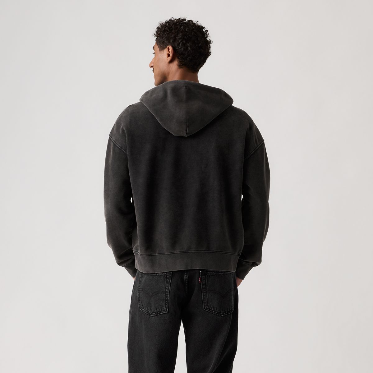 Hayes Boxy Full-Zip Sweatshirt — Post-grunge Jet Black - Black