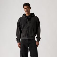 Hayes Boxy Full-Zip Sweatshirt — Post-grunge Jet Black - Black 3