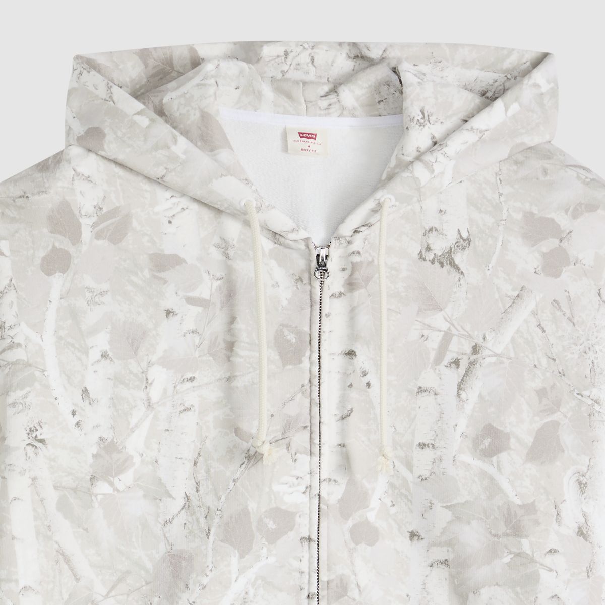 Hayes Boxy Full-Zip Sweatshirt — Falke Birch Camo Silvery Tonal - White