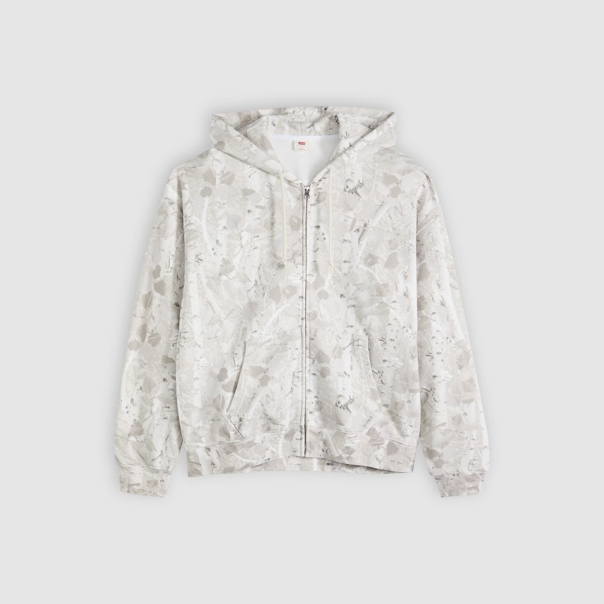 Hayes Boxy Full-Zip Sweatshirt — Falke Birch Camo Silvery Tonal - White