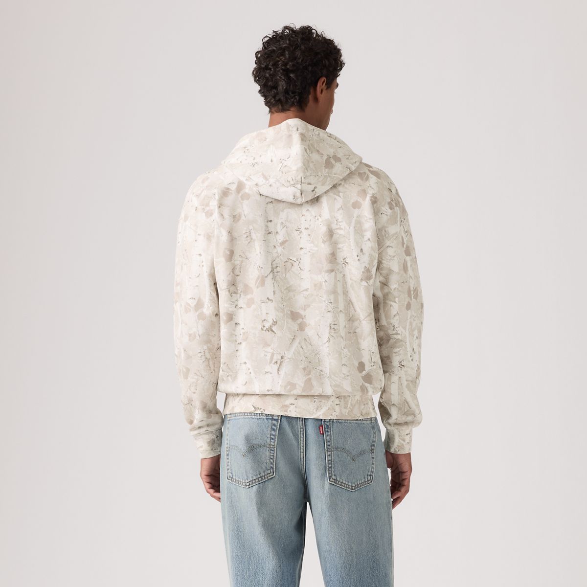 Hayes Boxy Full-Zip Sweatshirt — Falke Birch Camo Silvery Tonal - White