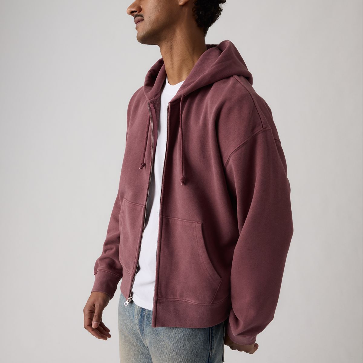 Hayes Boxy Full-Zip Sweatshirt — Post-grunge Roan Rouge - Red