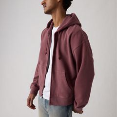 Hayes Boxy Full-Zip Sweatshirt — Post-grunge Roan Rouge - Red 1