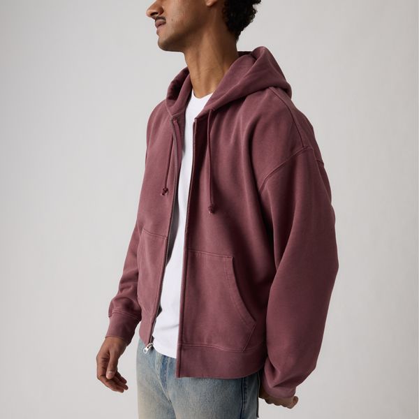 Hayes Boxy Full-Zip Sweatshirt — Post-grunge Roan Rouge - Red