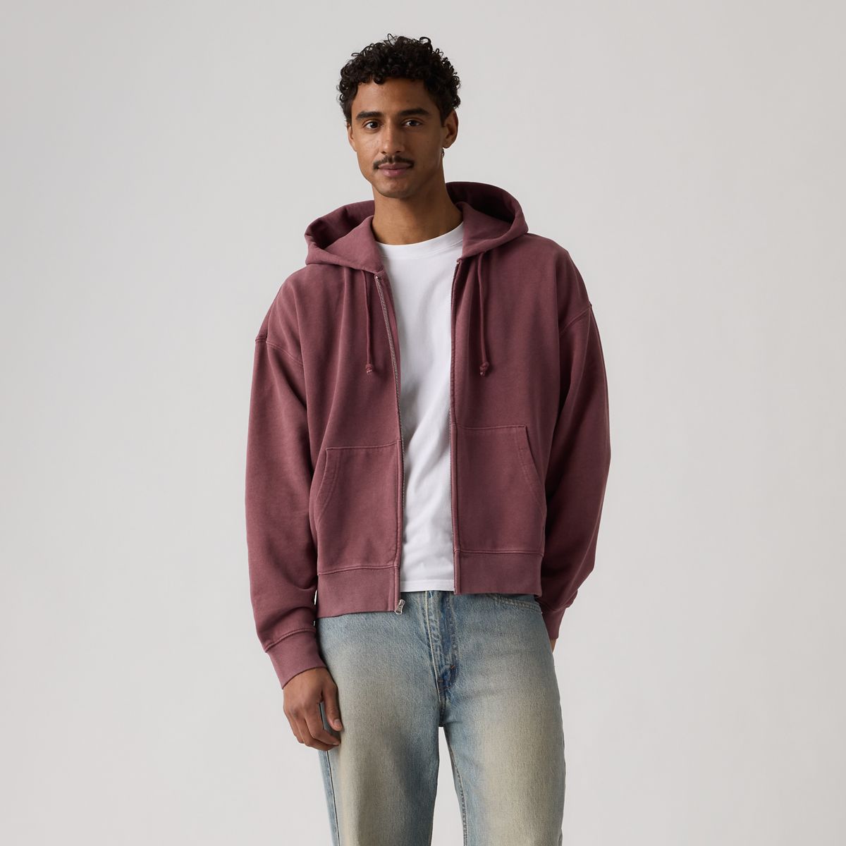 Hayes Boxy Full-Zip Sweatshirt — Post-grunge Roan Rouge - Red