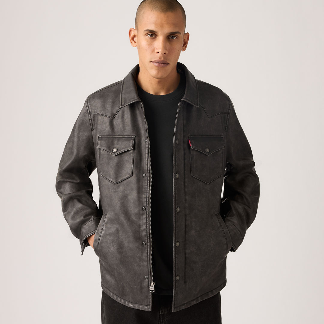 Levi's Faux Leather Shacket In Animal Print