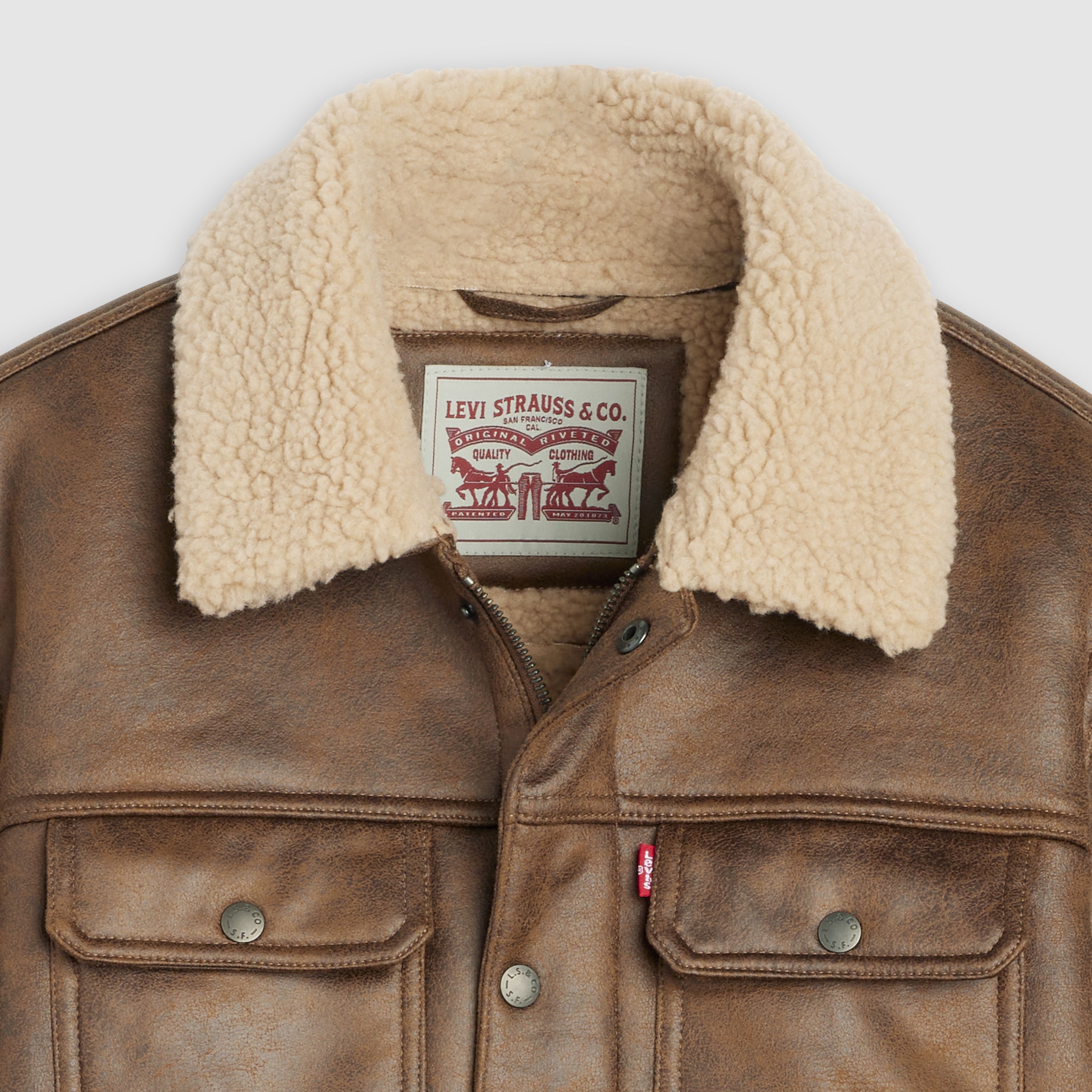 Two Chest Pocket Faux Shearling Jacket 6