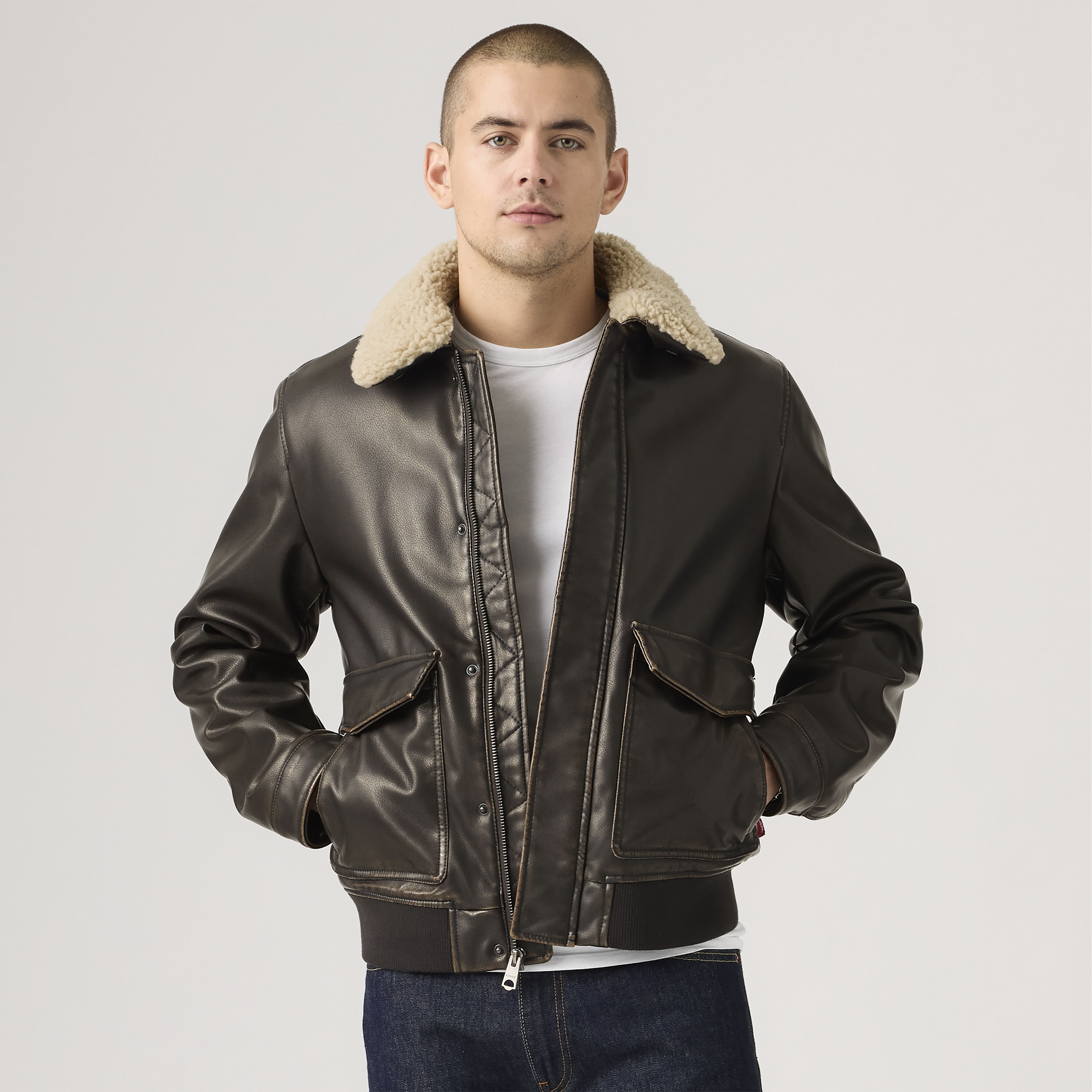Aviator Jacket with Removeable Sherpa Collar 1