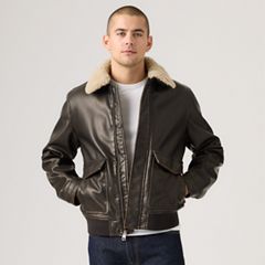 Aviator Jacket with Removeable Sherpa Collar — Dark Brown - Black 1