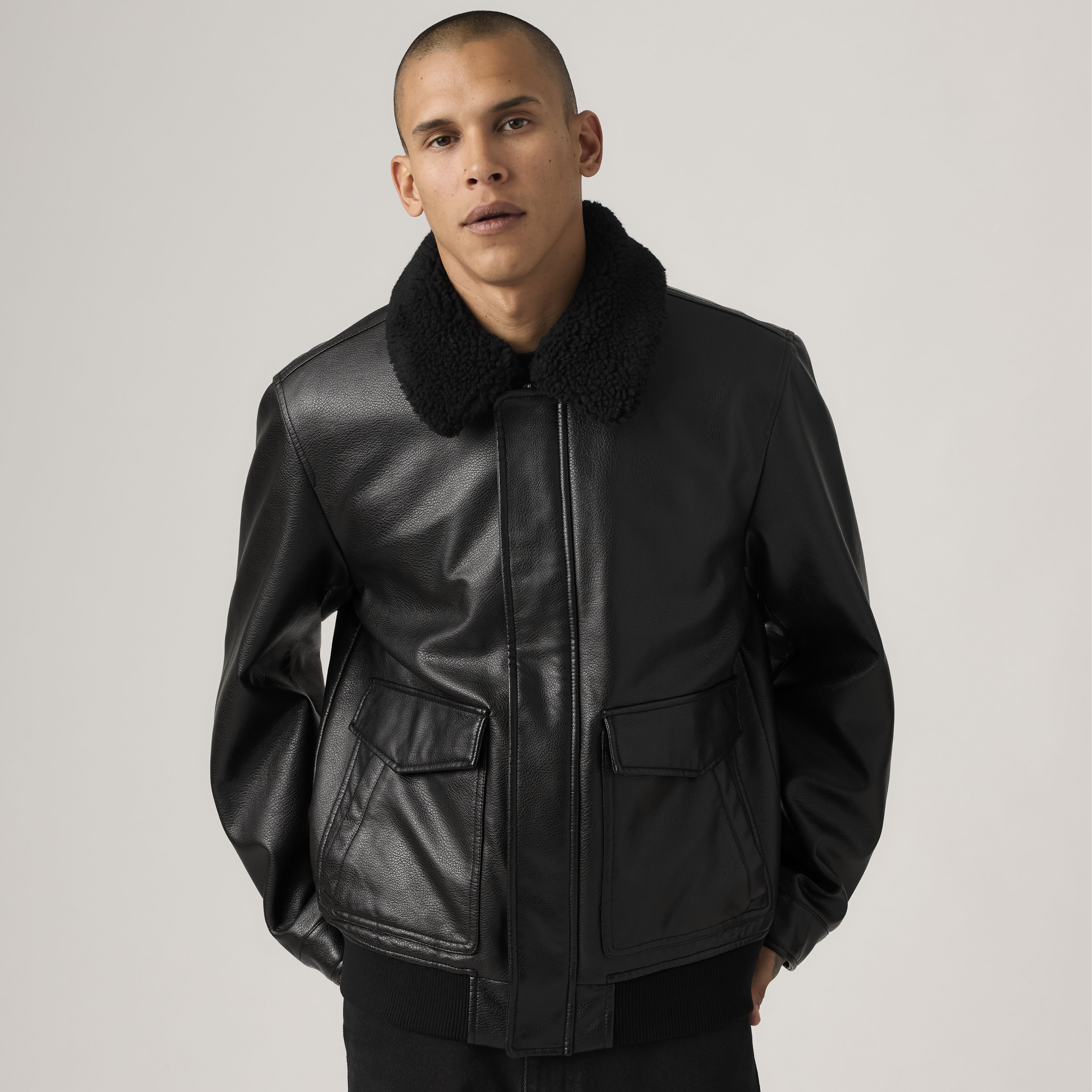 Aviator Jacket with Removeable Sherpa Collar 1