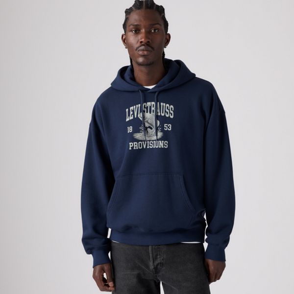 Boxy Graphic Hoodie — Navy Blazer - Blue