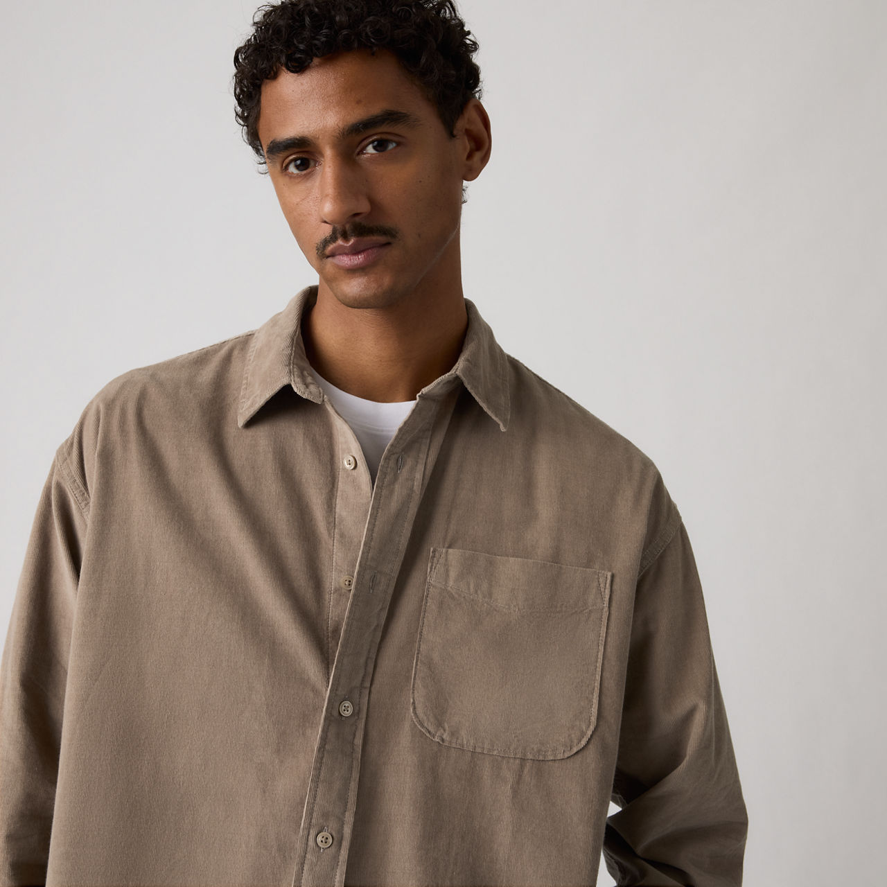 Loose Button-Down Corduroy Shirt 2