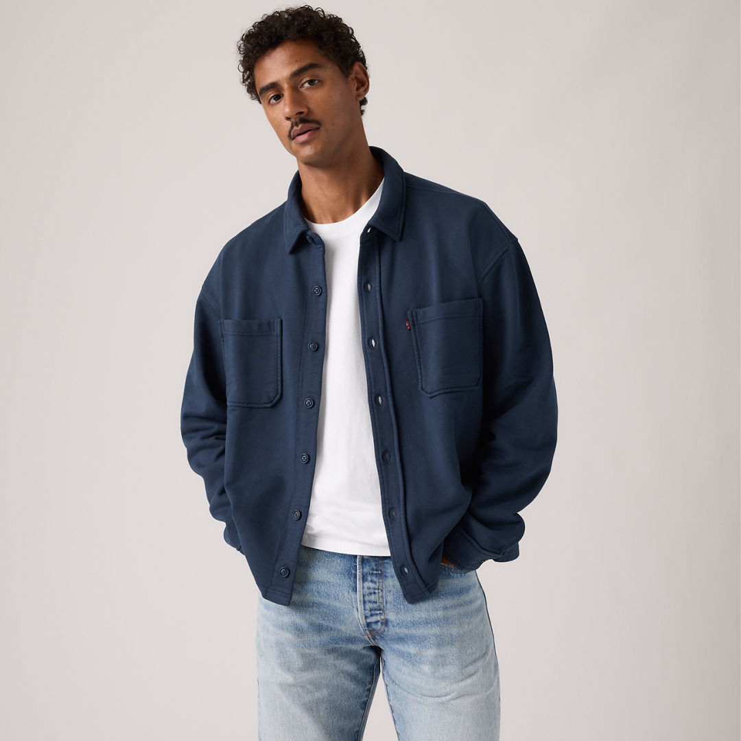 Levi's Boxy Knit Worker Sweatshirt In Blue