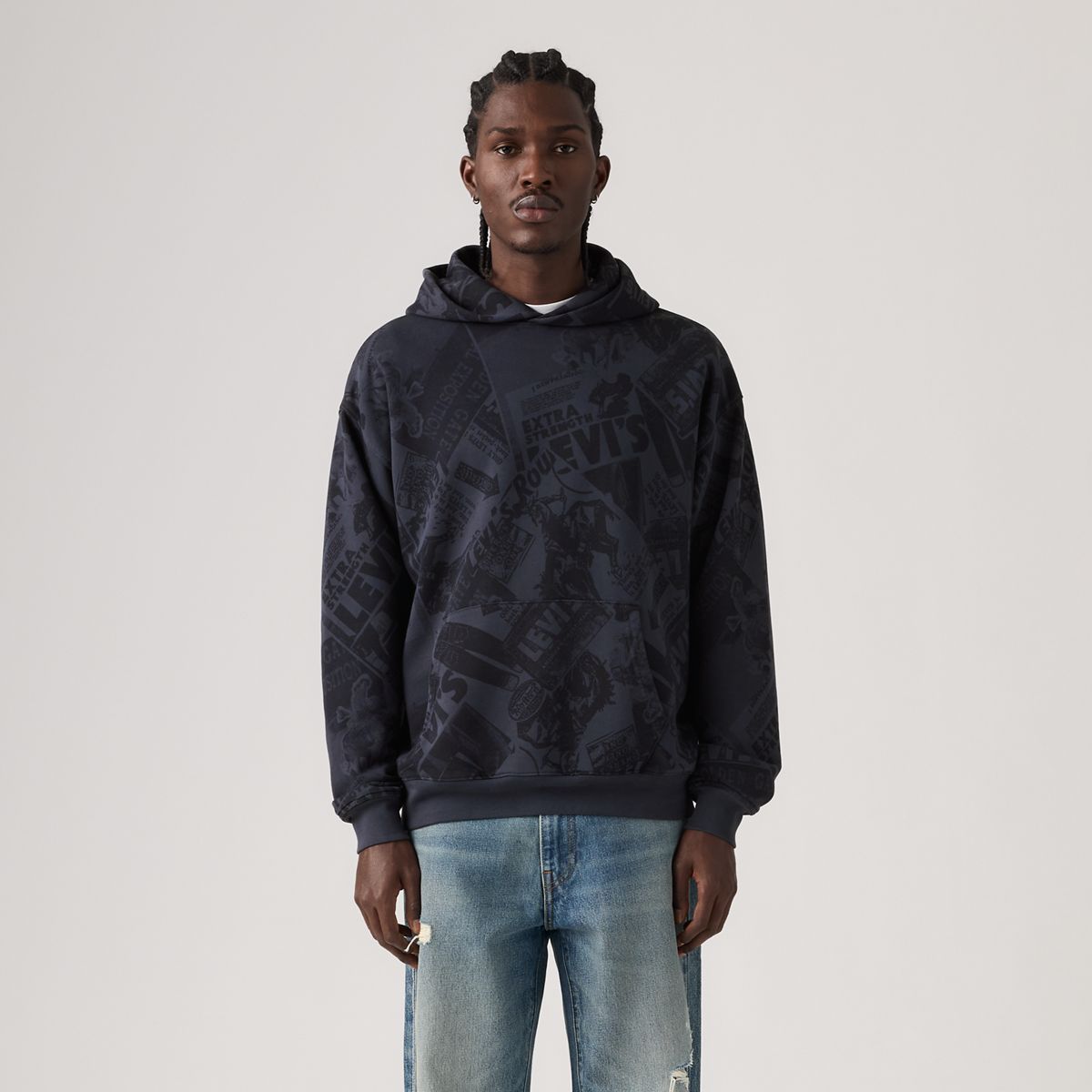Sunset Graphic Hoodie Sweatshirt — Cowboy Collage Navy - Blue