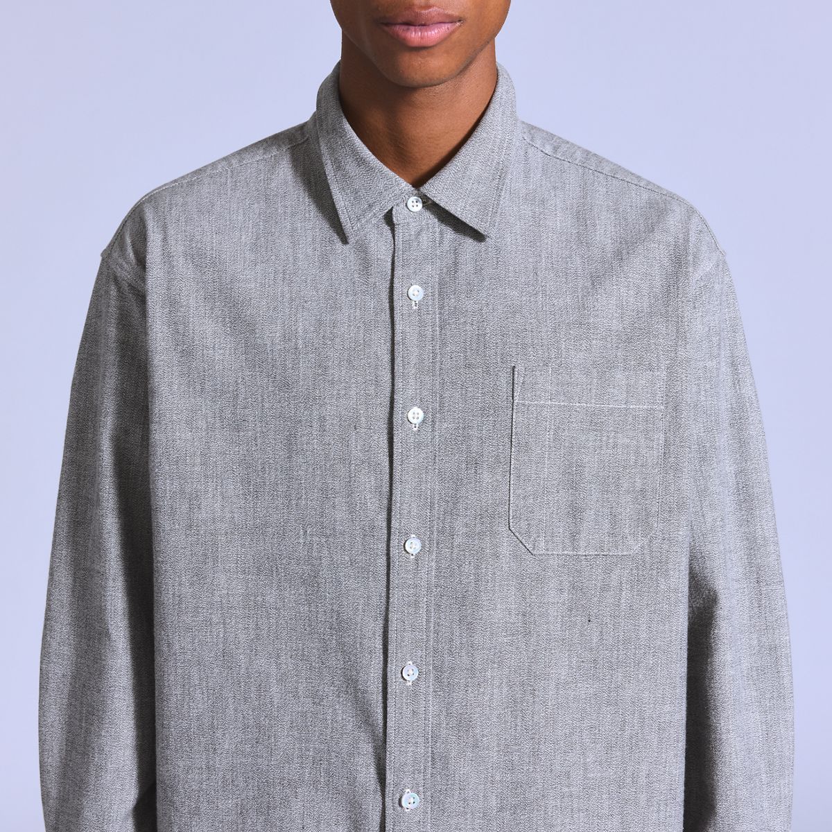 Boxy Long-Sleeve Shirt — Jaspe Grey - Grey