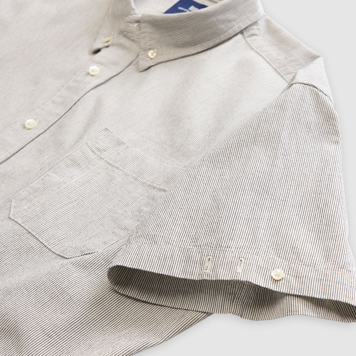 Boxy Short-Sleeve Shirt — Stripe N And A - Grey