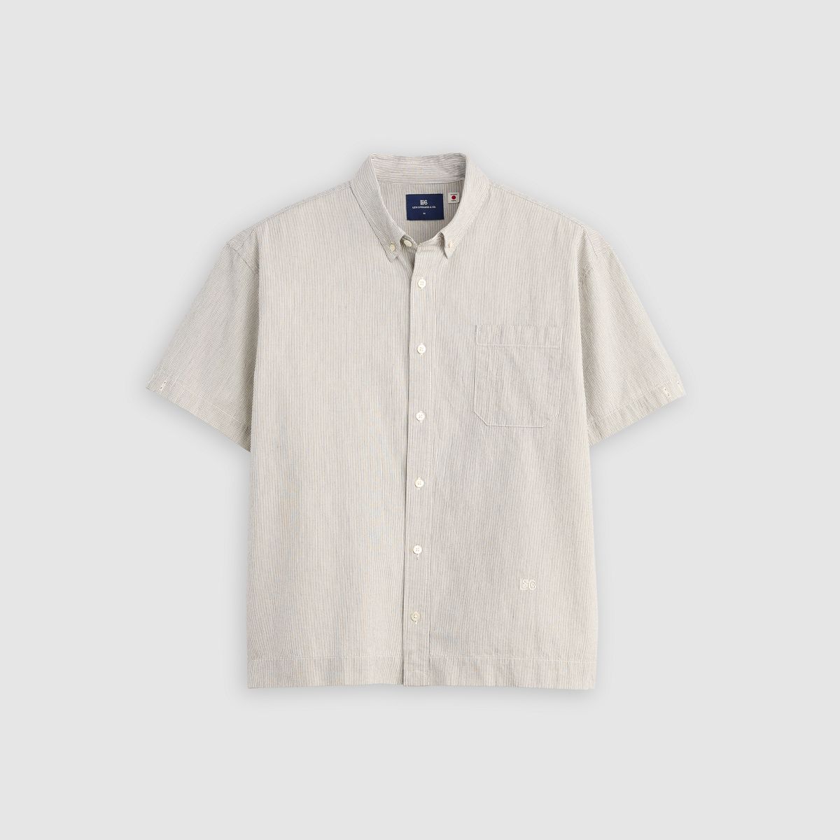 Boxy Short-Sleeve Shirt — Stripe N And A - Grey