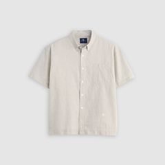 Boxy Short-Sleeve Shirt — Stripe N And A - Grey 5
