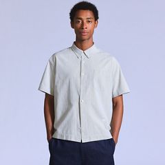 Boxy Short-Sleeve Shirt — Stripe N And A - Grey 1