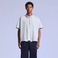Boxy Short-Sleeve Shirt — Stripe N And A - Grey 3