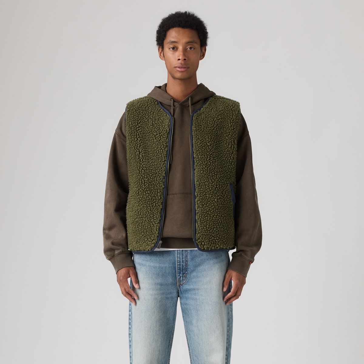 Seacliff Sherpa Vest — Olive Night - Green
