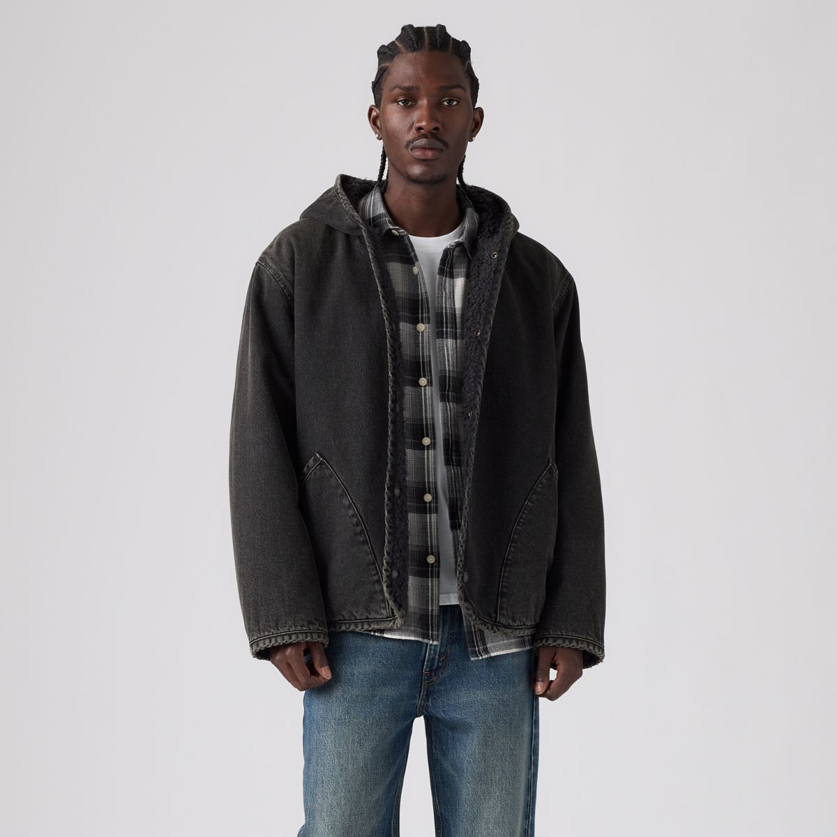 Deck Hoodie Sherpa Jacket — A Night Outside - Black