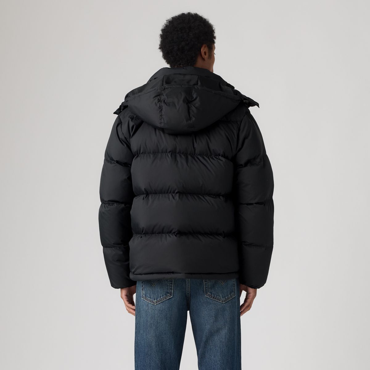 Rockwell Hooded Down Fill Puffer Jacket — Jet Black - Black