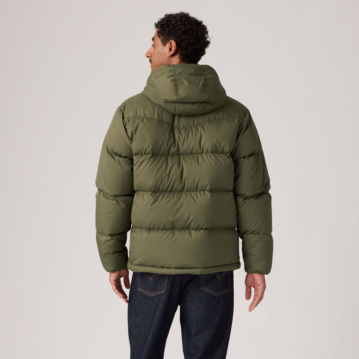 Rockwell Hooded Down Fill Puffer Jacket — Olive Night - Green