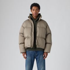 Aurue Down Fill Short Puffer Jacket — Brindle - Brown 3